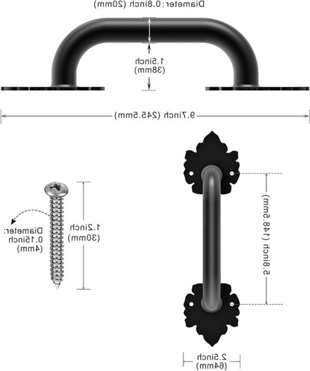 Robuuste 9.7 inch Stalen Deurhendel voor Schuifdeuren, Garagedeuren en Poorten, Inclusief Installatiemateriaal, Eenvoudig te Monteren