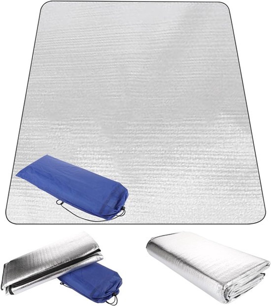 Camping Isolatiemat 200 x 200 cm - Dikke Aluminium Mat, 2.5 mm Dikte, Waterdicht en Vouwbaar, Ideaal voor Picknicks, Wandelen en Strandactiviteiten