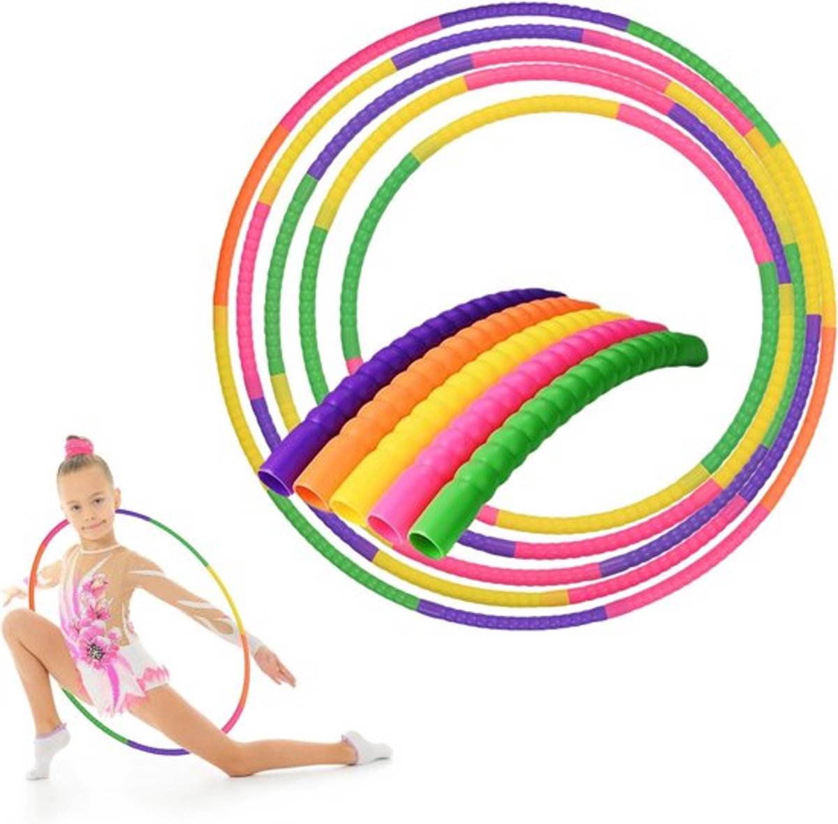 Hula Hoop voor Kinderen, 18 Secties, Verwijderbare Plastic Fitness Hoop voor Dans en Sportactiviteiten, Verstelbaar Gewicht voor Verbeterde Beweging