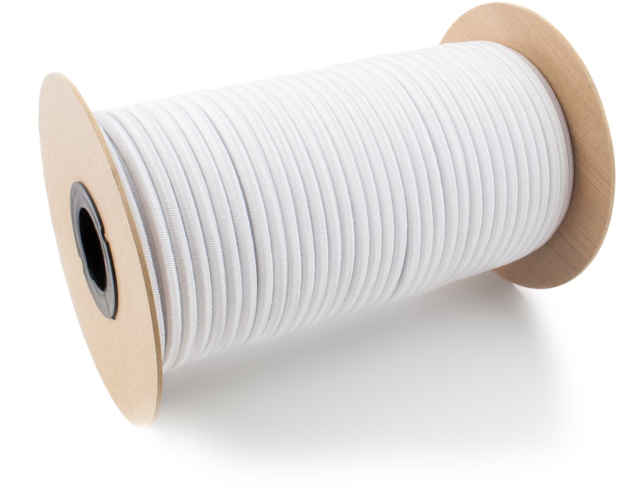 Wit Elastisch Touw 12mm - 100m, Sterk en Flexibel voor Diverse Toepassingen