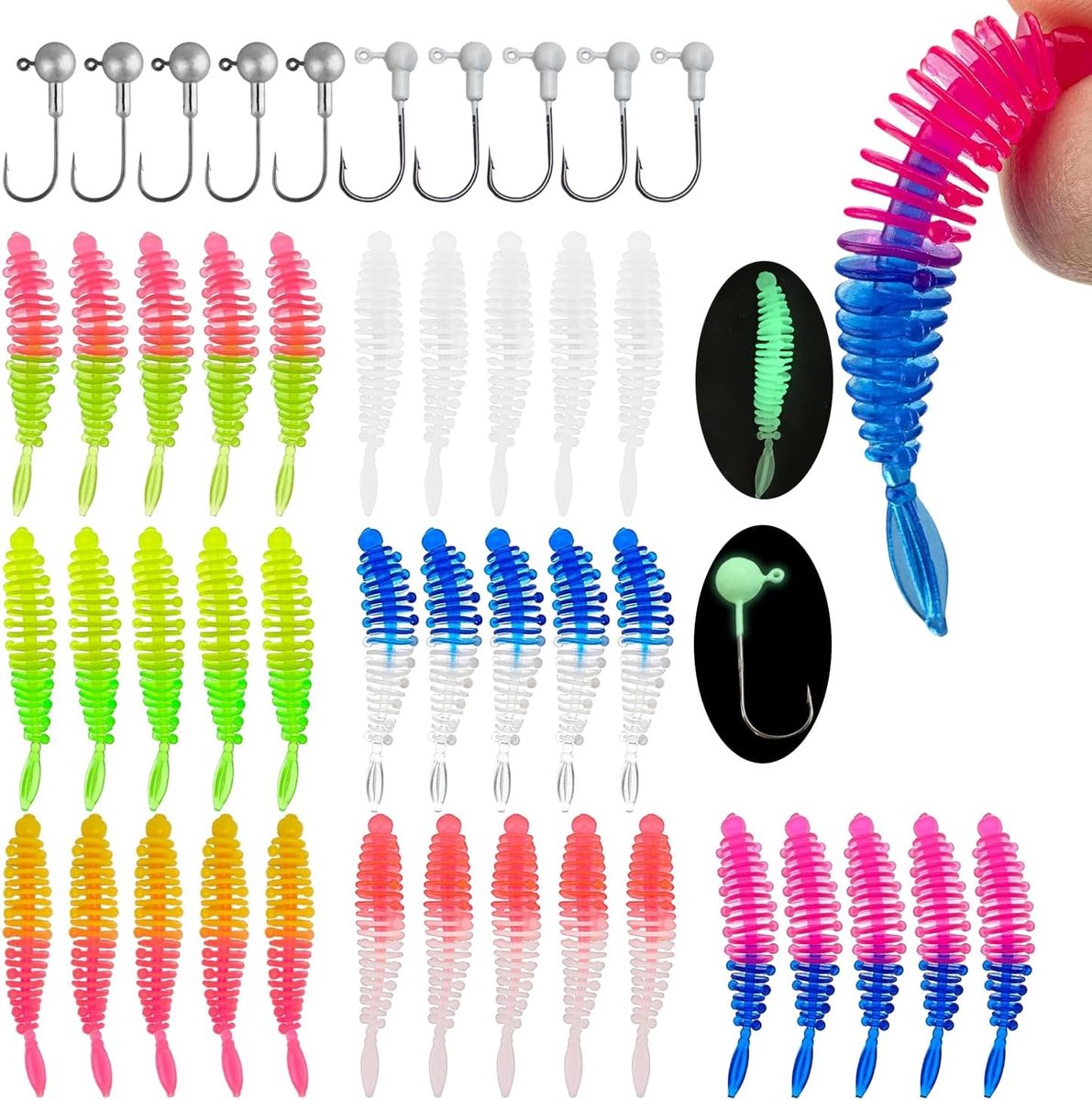 35 stuks kunstaas spinning zee kunstaas spinning zee aas vissen siliconen aas zacht biomimetisch met 10 loden koppen - Visaas voor zeevissen - Black Bass - vishaak - zachte siliconen - biomimetiek - zoet - zout water - voor forel