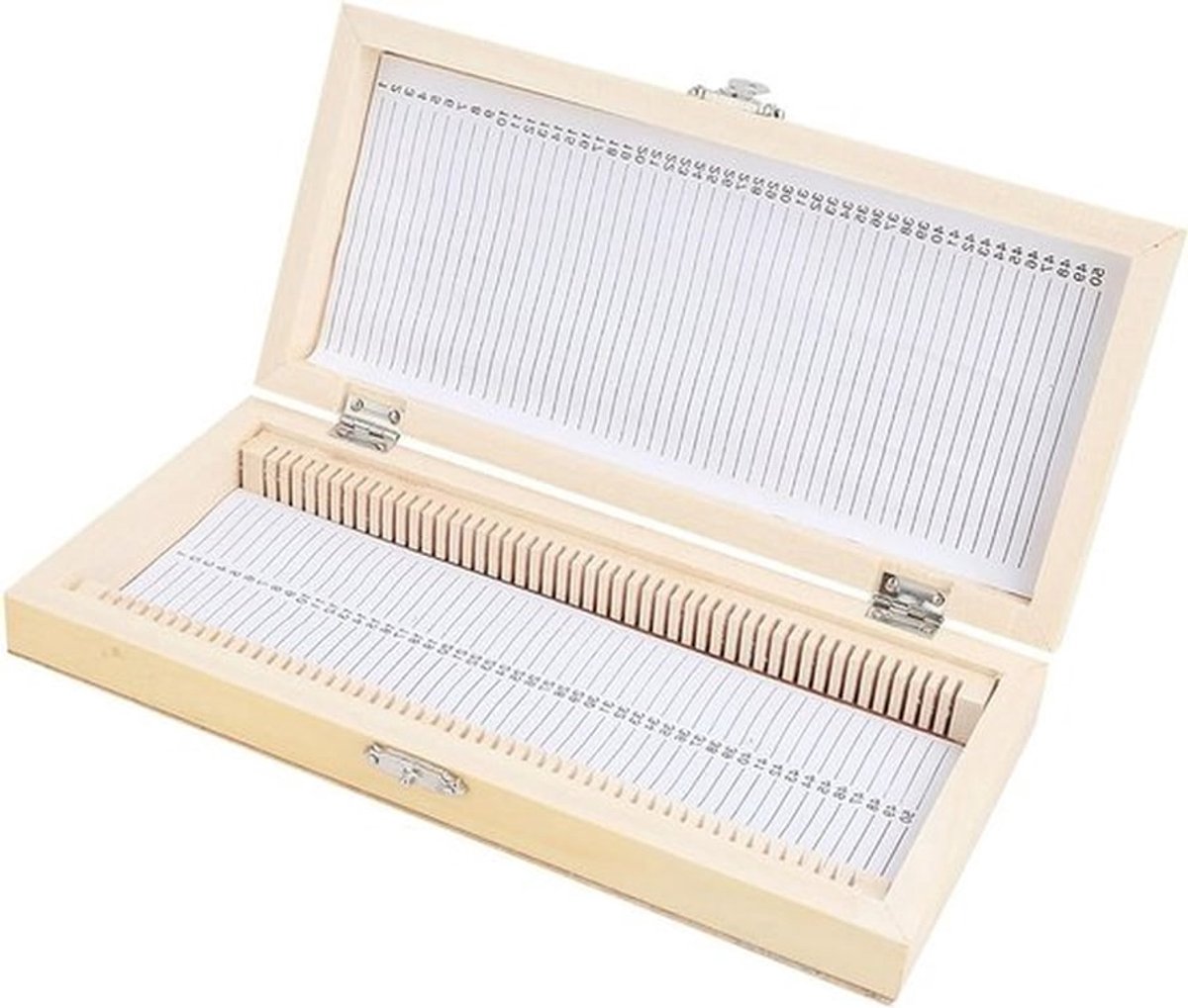 Biologie Microscoop Glazen Voorbereide Preparaten met Opslagdoos voor 50 Stuks, Houten Slide Box met Metalen Sluiting voor Onderwijs en Onderzoek