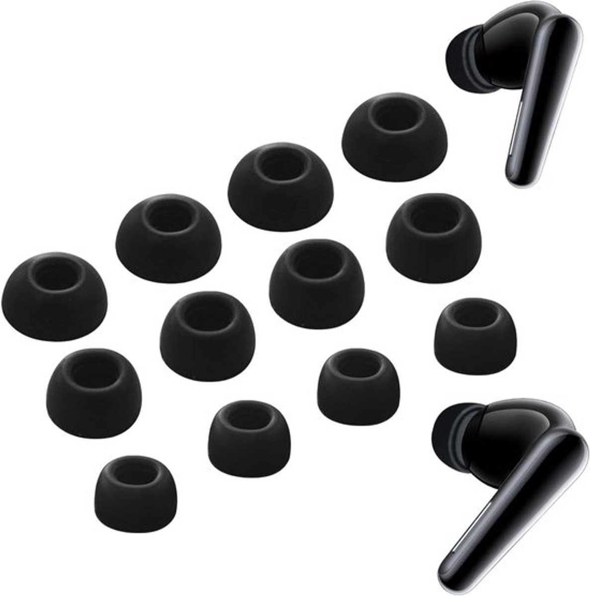 6 Paar Vervangende Oordopjes voor Soundcore Liberty 5 NC - Zacht Rubber, Flexibel en Comfortabel (S/M/L) - Geschikt voor Etui en Accessoires (Zwart)