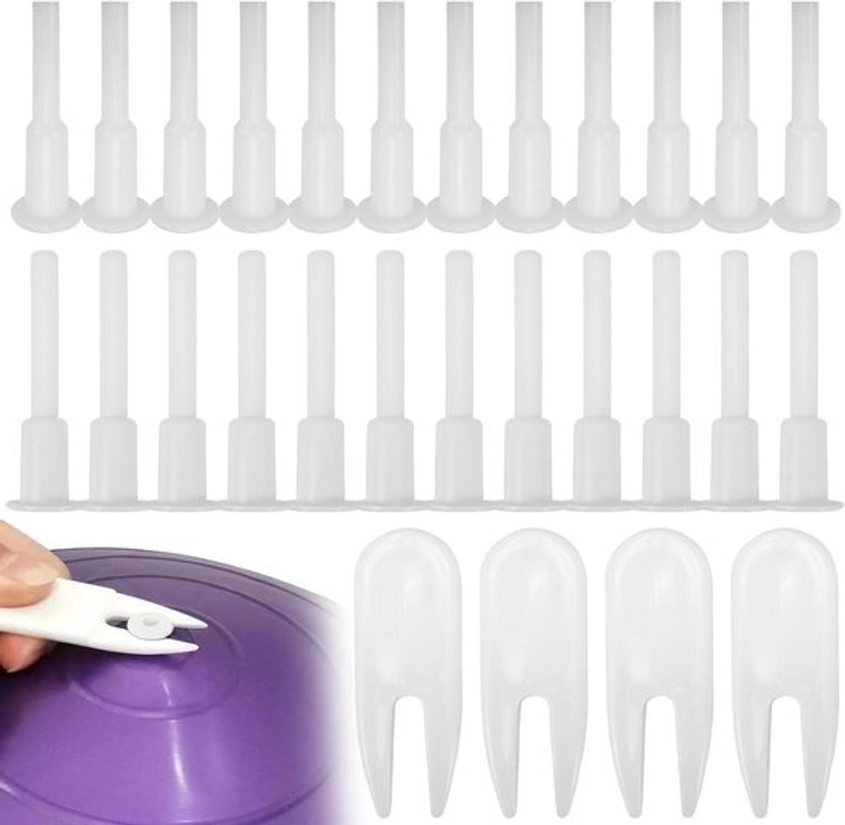 24 Stuks Yoga Bal Plug Set, Vervangingskit voor Luchtstoppen en Ventielen, Inclusief 4 Verwijderingshulpmiddelen voor Oefenballen