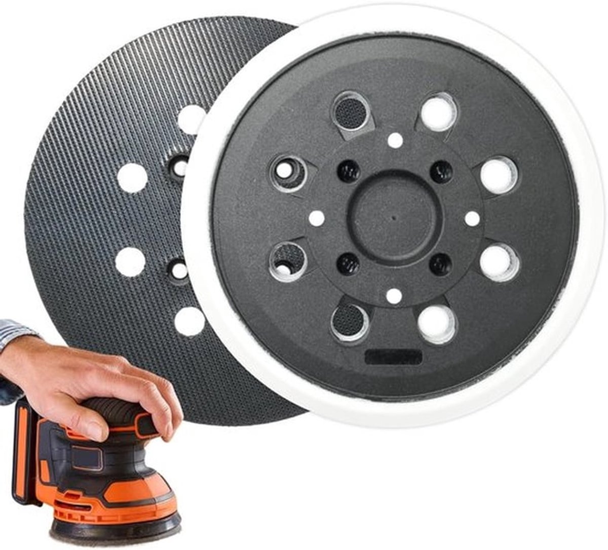 Professionele 125 mm schuurschijven met haak en lus, 8 gaten, geschikt voor excentrische schuurmachines, ideaal voor hout, metaal en kunststof bewerking