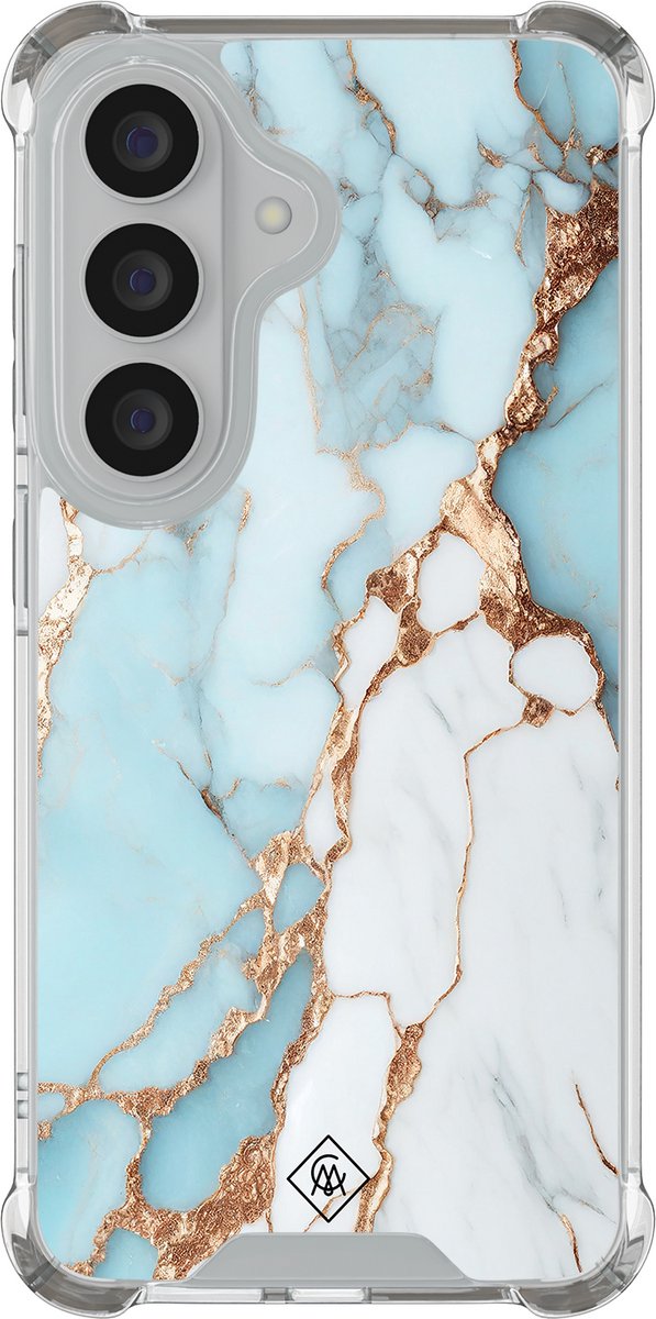 Casimoda® hoesje - Geschikt voor Samsung Galaxy S26 Plus - Marmer Lichtblauw - Shockproof case - Extra sterk - TPU/polycarbonaat - Blauw, Transparant