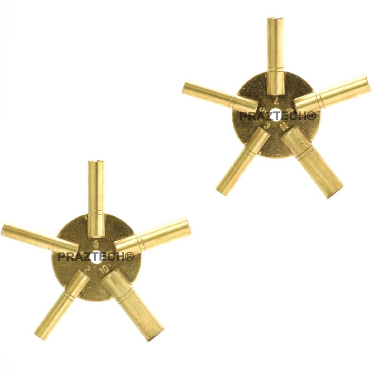 Solidchoice - Messing Klok Sleutel Set van 2 Stuks