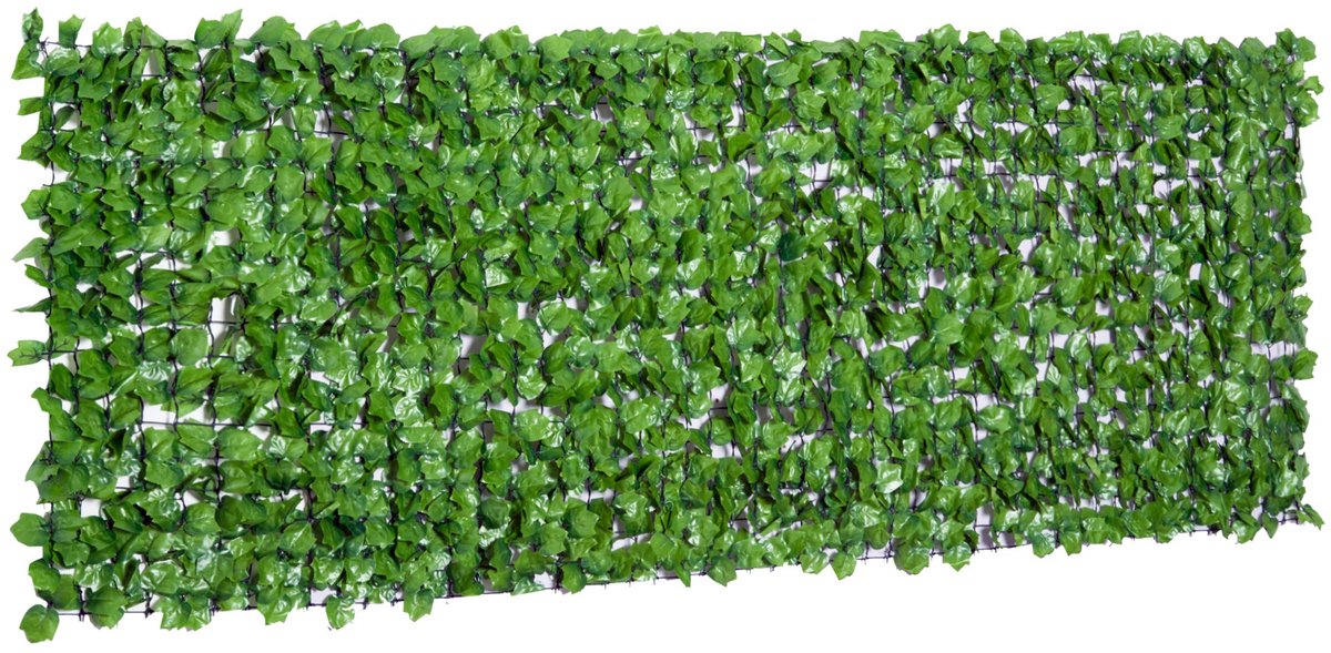 Kunstmatige haag als privacyscherm - UV - beschermd - privacyscherm met raster van bladeren - haagafscheiding - 300 x 100 cm - groen