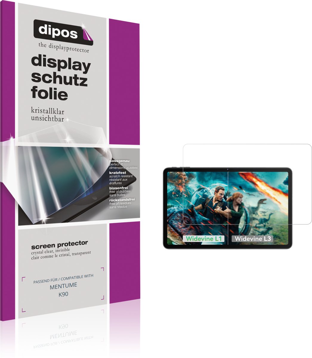 dipos – 2x Beschermfolie geschikt voor MENTUME K90 | Krasbestendige & heldere Screenprotector Ultra-Thin