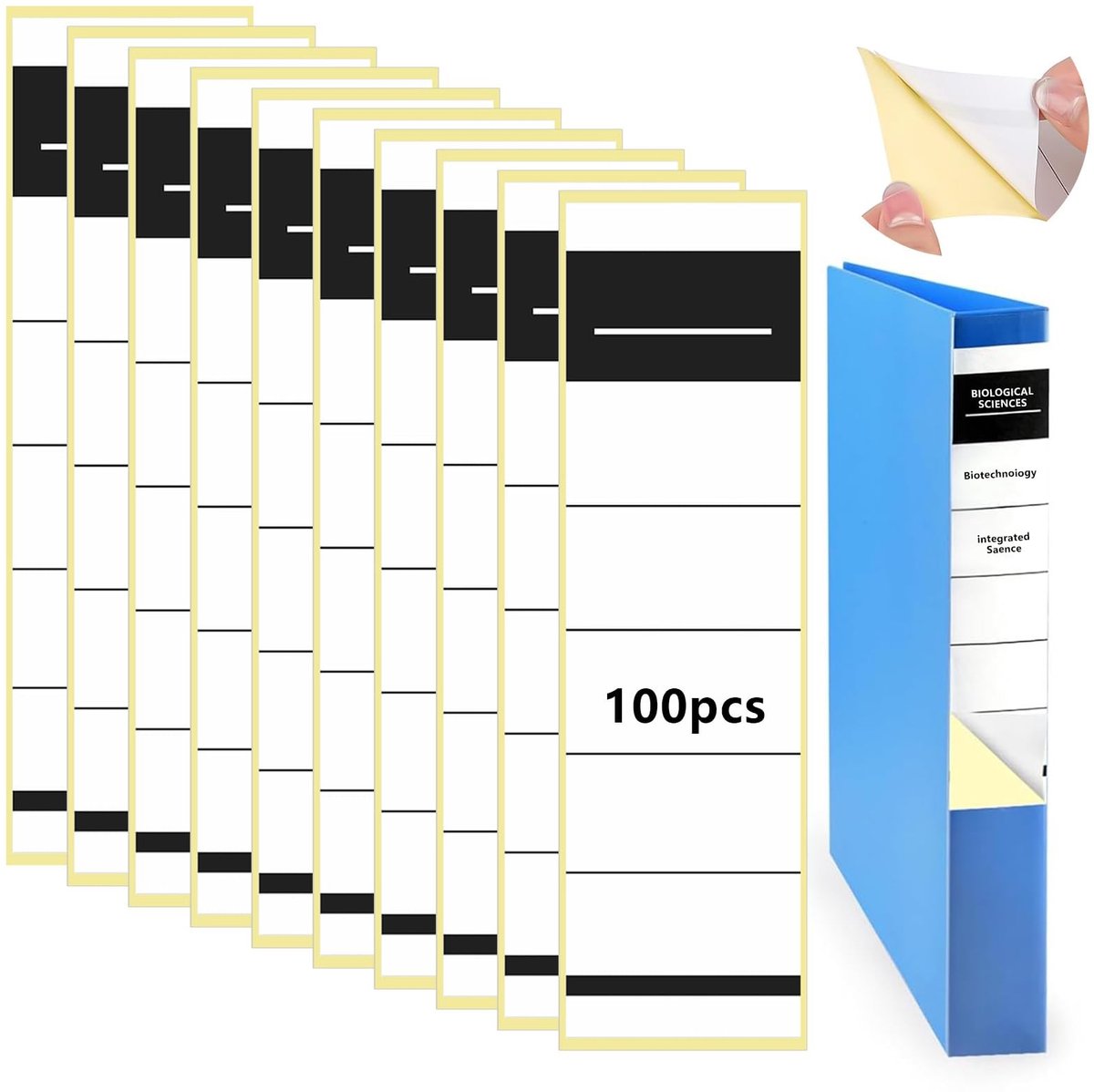 Solidchoice - Set van 100 Zelfklevende Bestandsbinders voor Kantoor en School
