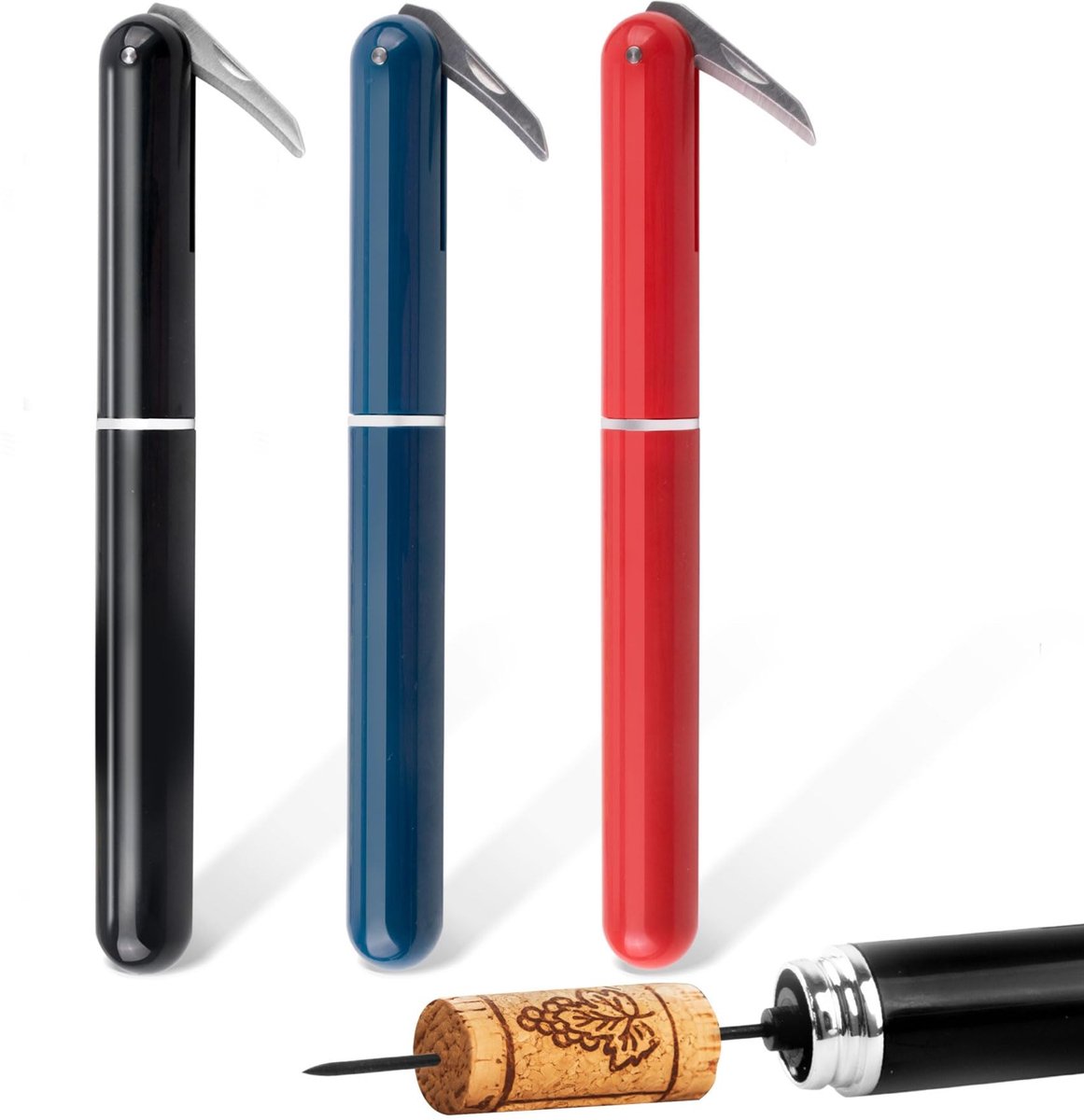 Solidchoice - 3Pcs 2-in-1 Air Pressure Wijnopener met Foil Cutter - Handheld Corkscrew