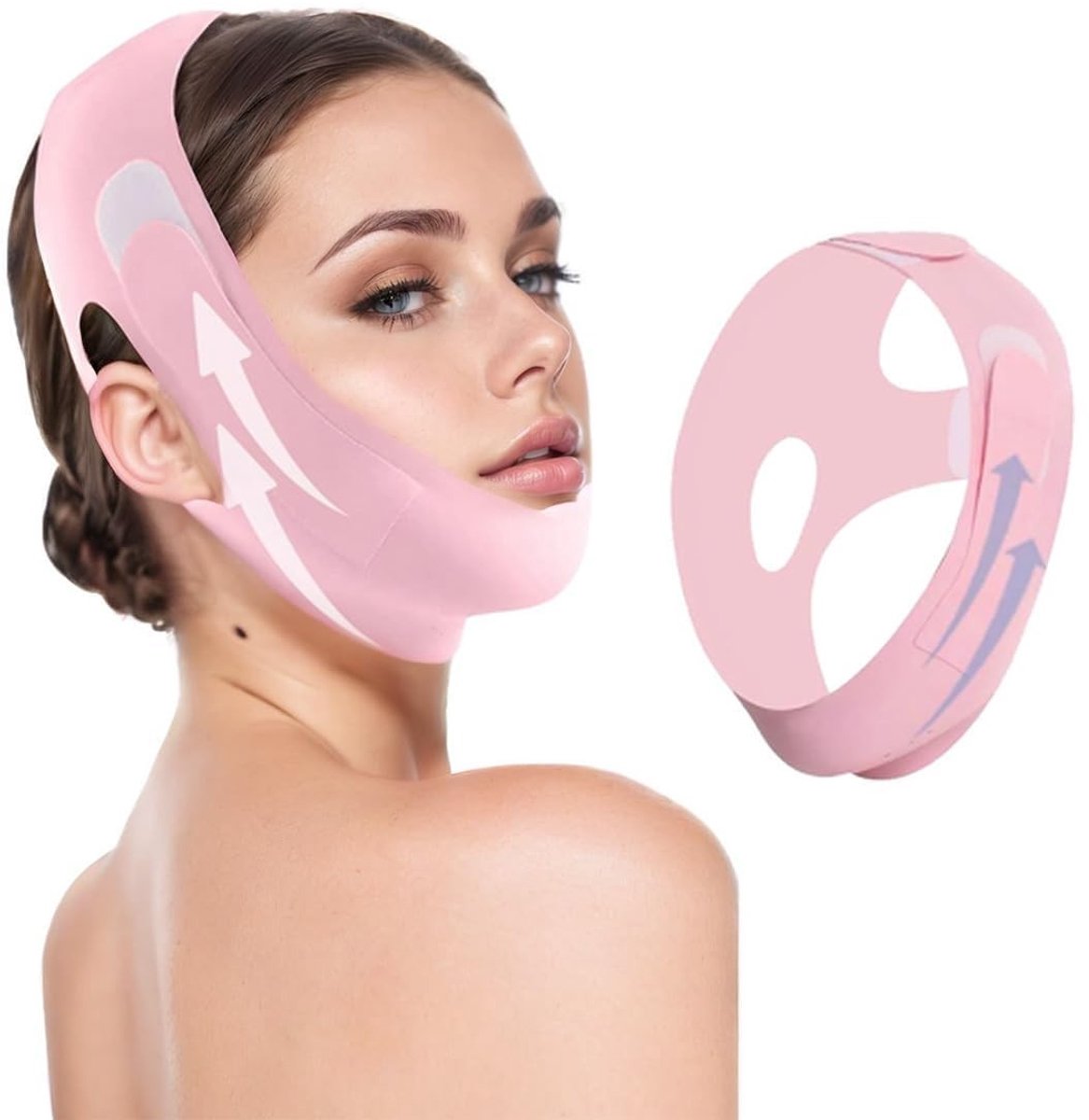 Solidchoice - Herbruikbare V-vormige Kinband voor Gezichtsverstrakking - Roze