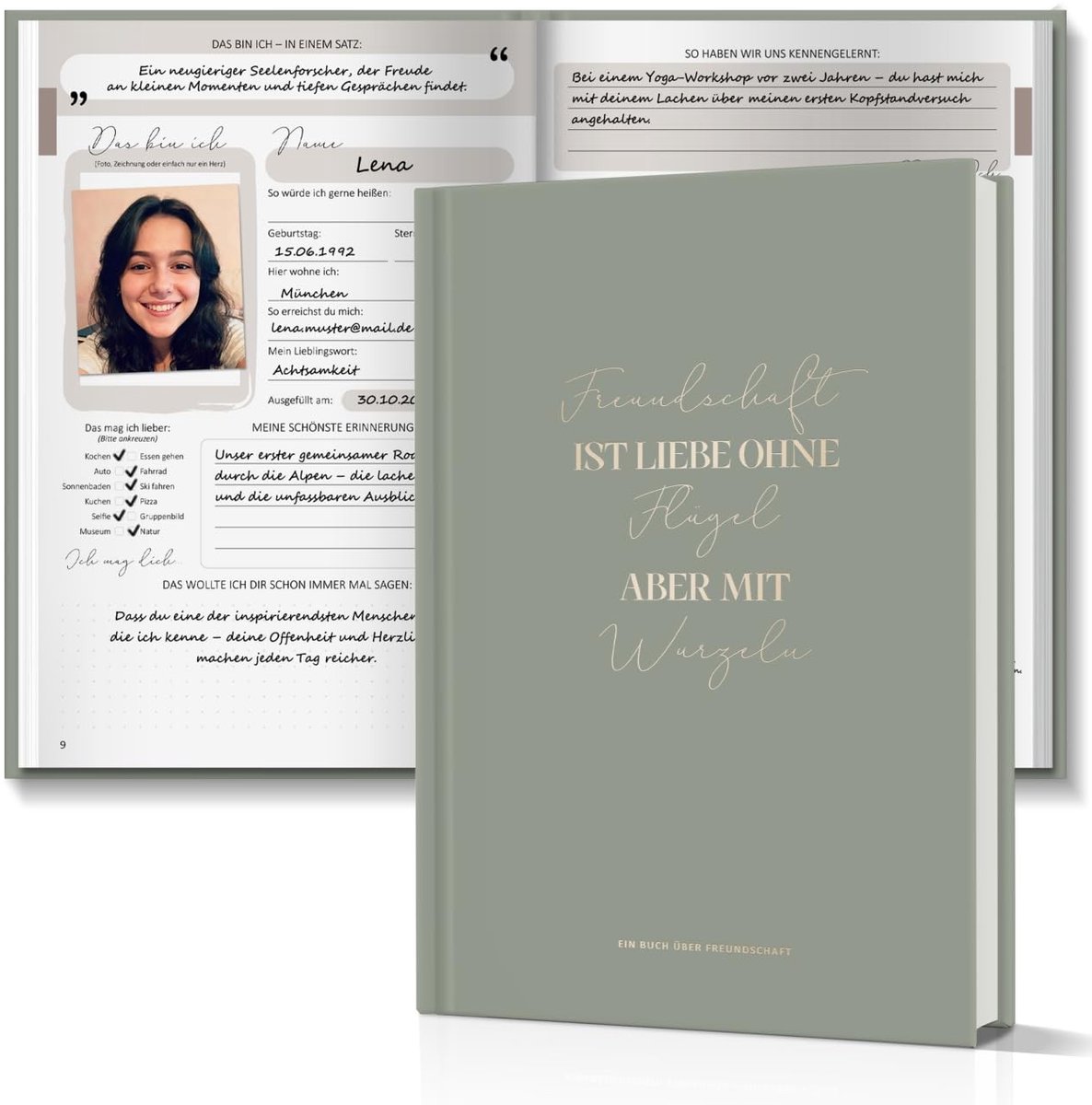 Solidchoice - Vriendenboek met Tekstpatroon, Groen