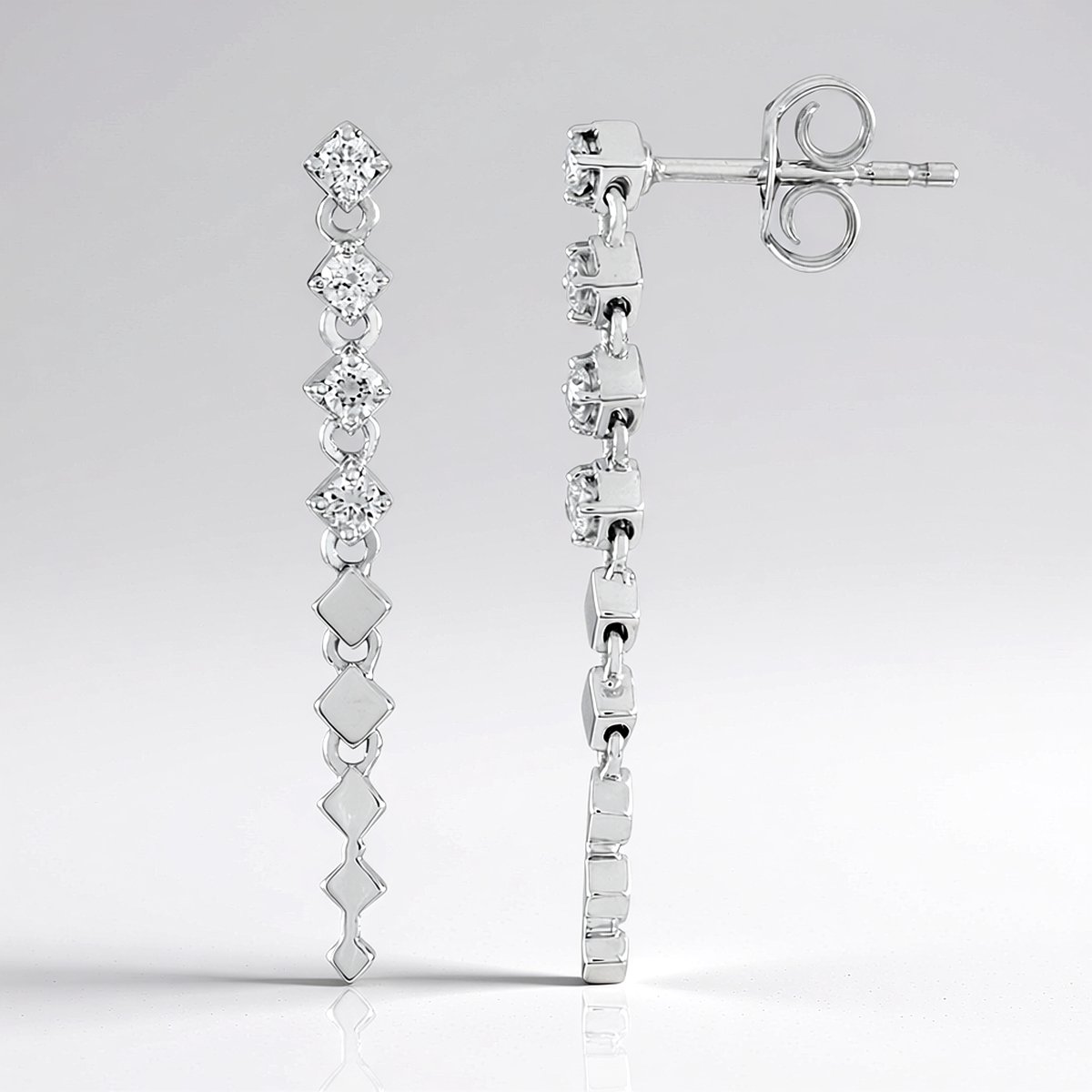 Cavill - 375 Witgouden Oorbellen - 8 IF (G) Ronde Briljant Geslepen Diamanten - 0,25 ct - Elegante Lange Oorbellen Dames Luxe
