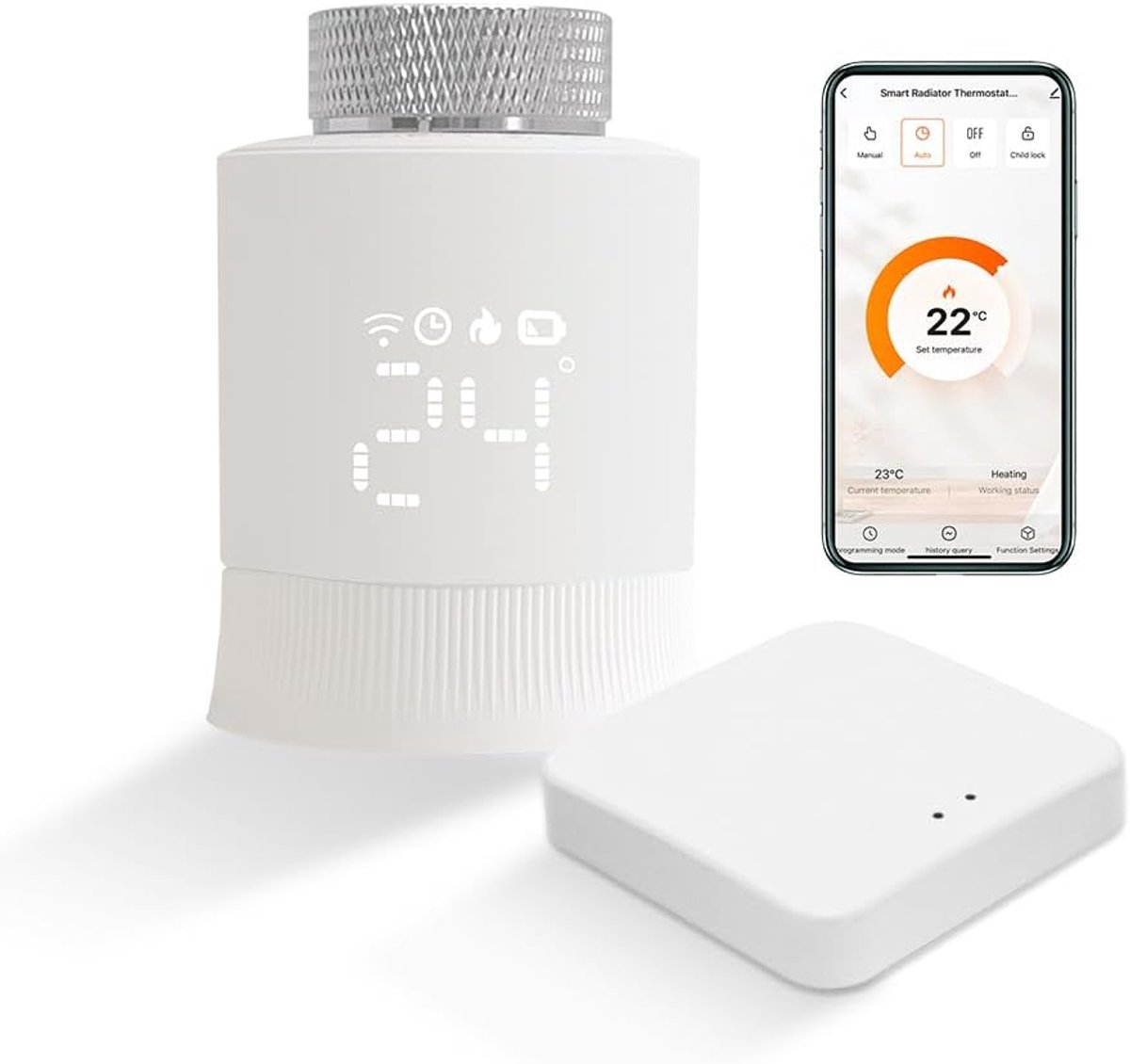 Radiatorthermostaat Slim – Zigbee & WiFi – Inclusief Hub – App & Spraakbediening – Programmeerbaar – M30 x 1,5 mm