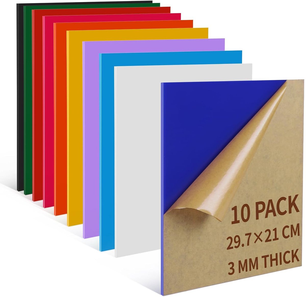 SWAWIS Kydex Plexiglas, acrylplaat, kunststof, voor buiten, 10 stuks, 29,7 x 21 cm, acrylplaat, 3 mm, vele kleuren - ShopVlot