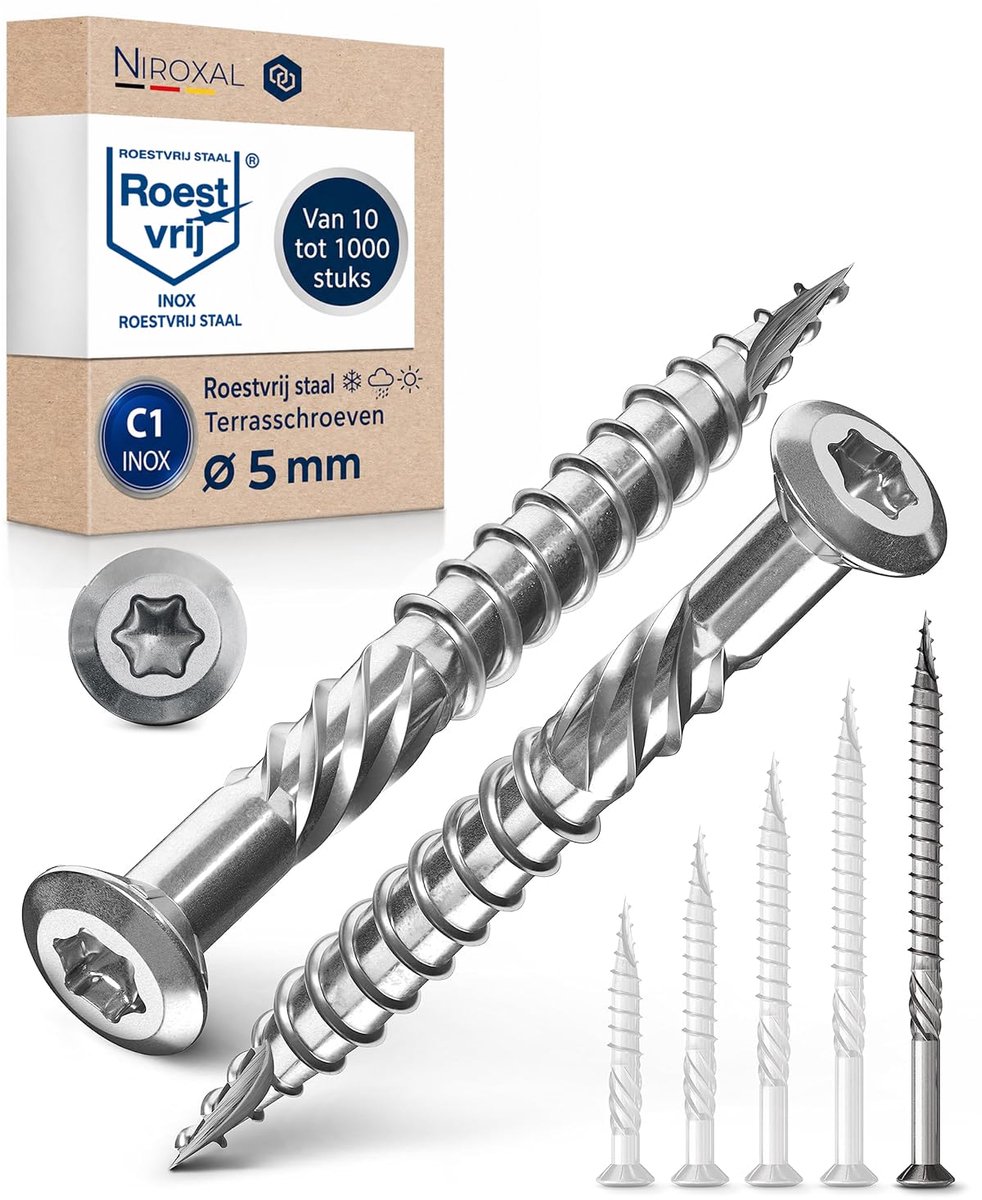 Patio screw made of stainless steel TORX cutting notch, lens head and milling ribs from V2A 5 mm thick 80 mm screw - ShopVlot