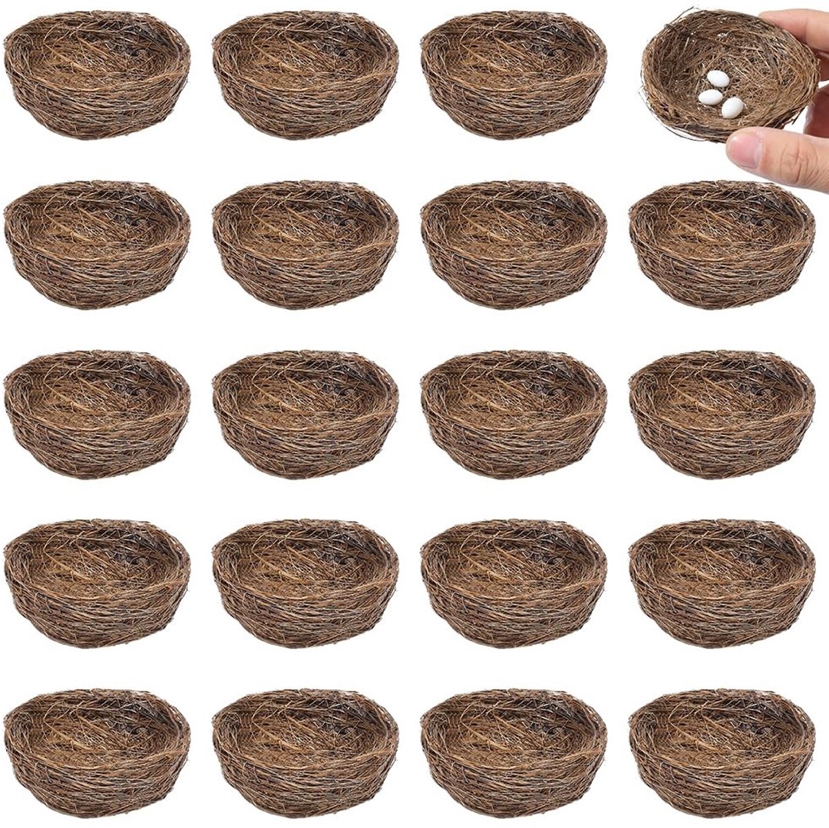 Solidchoice - Set van 20 Handgemaakte Kunstvogelnesten voor Creatieve Decoratie