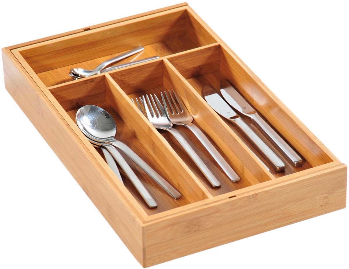 Solidchoice - Variabele Besteklade Inzet van Hout met 4 of 6 Vakken