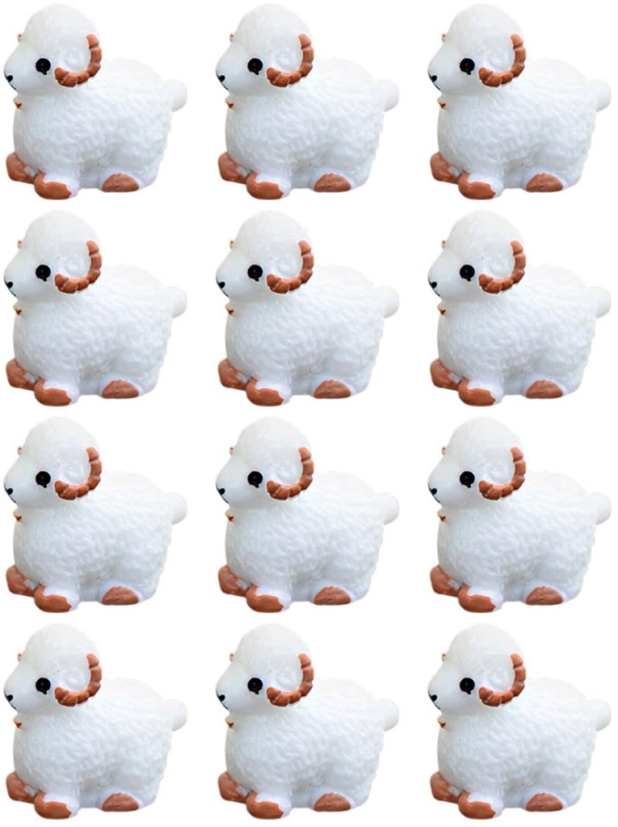 Solidchoice - 12 Stuks Miniatuur Schapen Beeldjes voor Binnentuin en Landschapsdecoratie