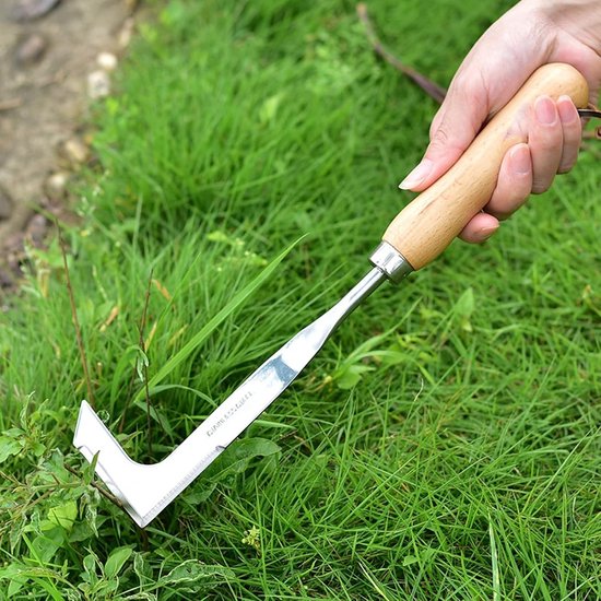 Houten handgreep onkruidschraper van roestvrij staal, ideaal voor het verwijderen van onkruid en voegen reinigen van Houten — afbeelding 3