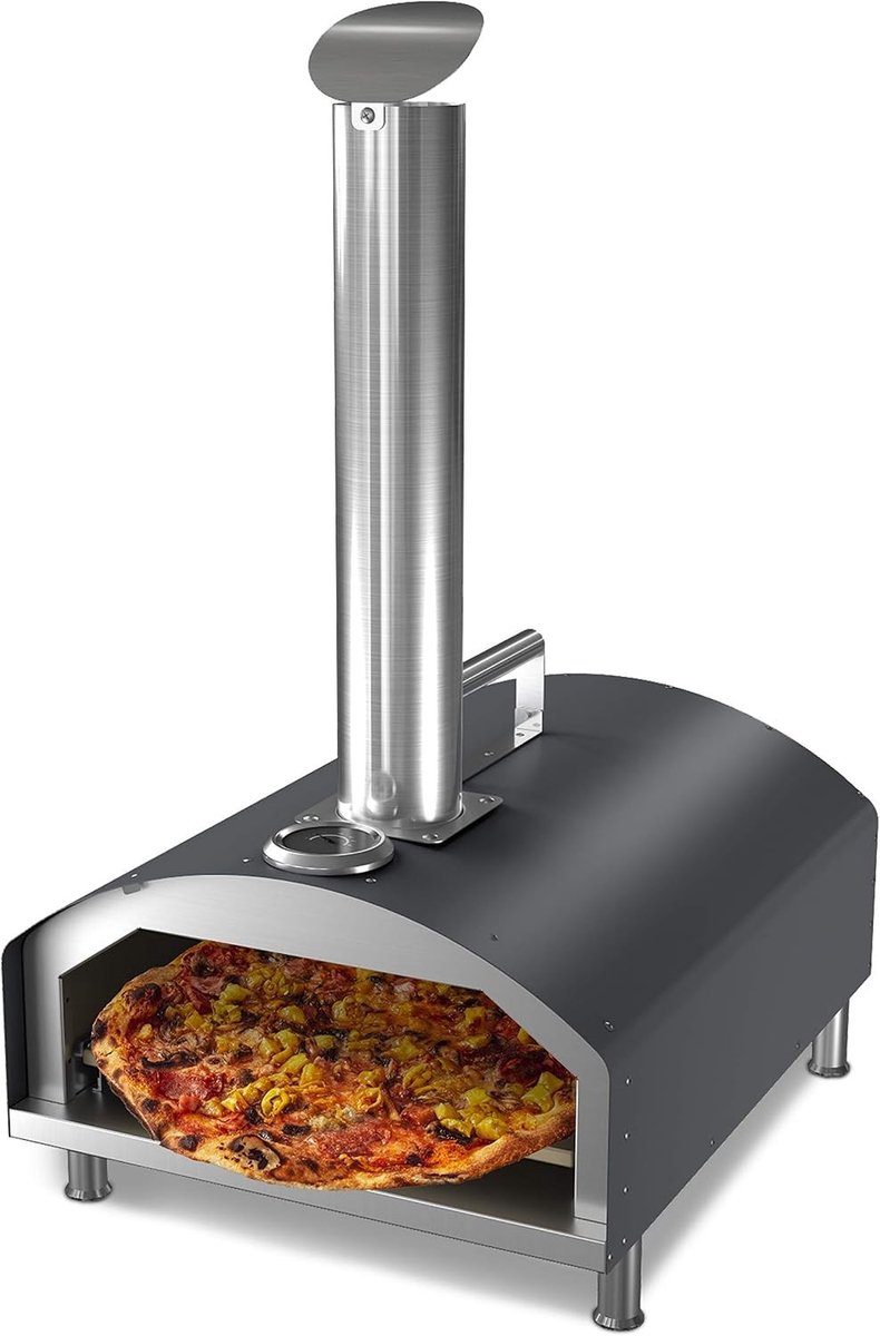 Pizzaoven - Pellet - 50 x 35 x 79 cm - Roestvrij Staal - Voor het bakken van Pizza en Flammkuchen