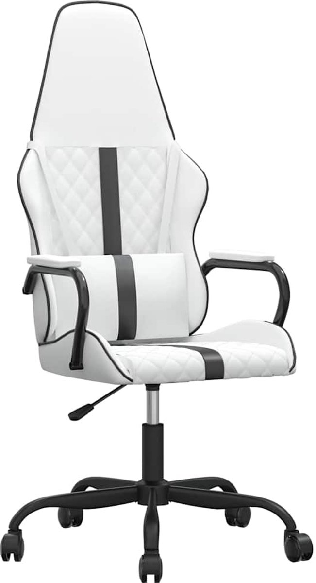 vidaXL Massage - gamestoel - kunstleer - zwart - en - wit