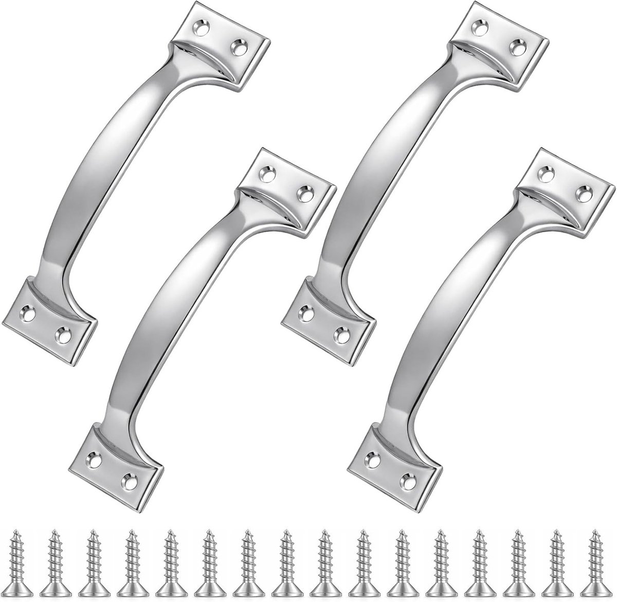 Set van 4 Garagedeurgrepen - Zilver - 15 cm - Roestvrij Staal - Voor Garagedeuren en Tuinhuisjes