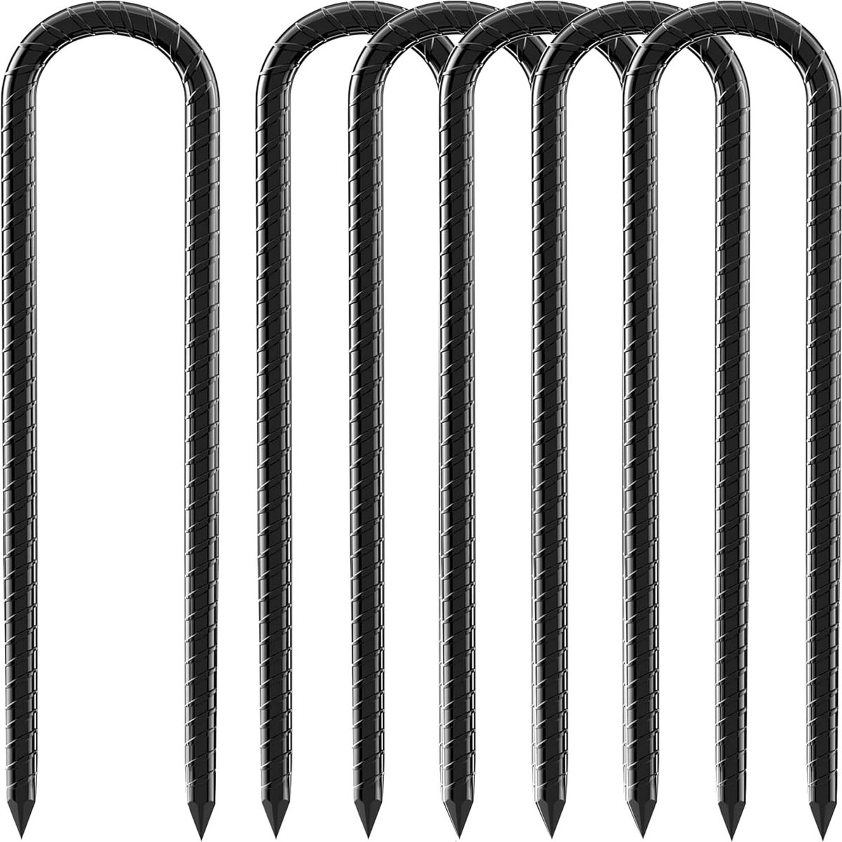 Grondanker - Zwart U - 30 cm - Verzinkt Staal - Voor Tenten en Trampolines