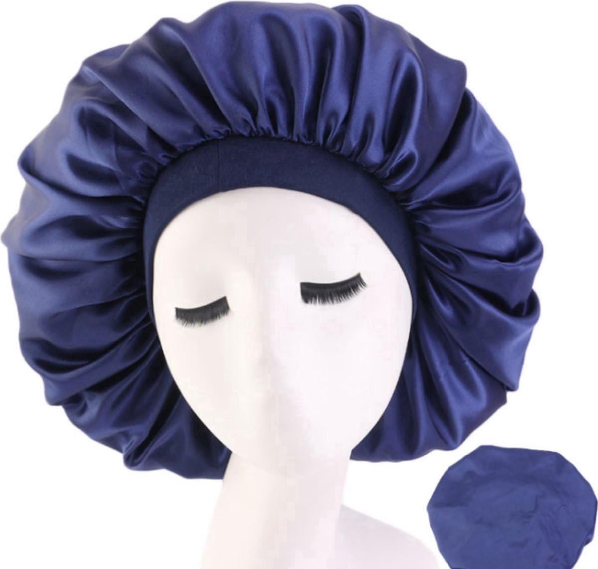 Okado Satijnen Slaapmuts Bonnet voor Dames – Blauw – One Size