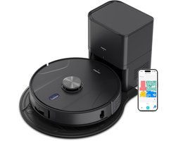 MEDION Robotstofzuiger 2-in-1 met leegstation, lasernavigatie en dweilfunctie X51 SW+, 10000 Pa zuigkracht, 2in1 robot, roterende dweilen, kruislijnlaser, grijs
