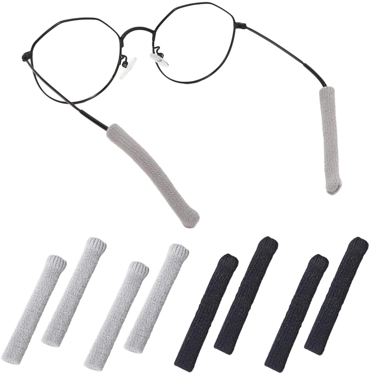 Solidchoice - 4 Pairs Zachte Knitted Katoenen Bril Temple Tips voor Comfort