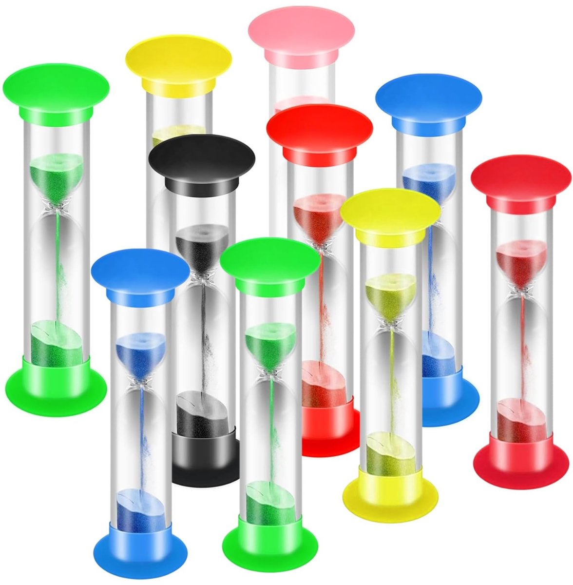 Solidchoice - Set van 10 Kleurige Zandlopers van 5 Minuten voor Tijdbeheer