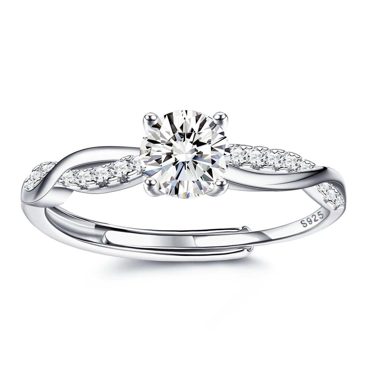 Solidchoice - 925 zilveren ring voor dames, CZ verlovingsring met eeuwigheidsontwerp