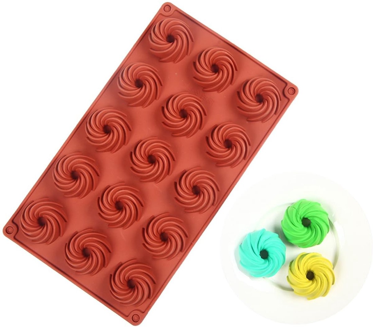 Solidchoice - Mini Siliconen Mallen voor Taarten - 15 Delige Chocolade en Donut Mallen