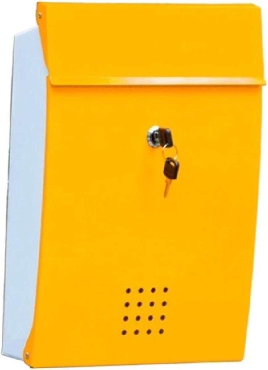 Brievenbus Muur - Postbus Buiten - Post Ontvangen - Afsluitbaar Ontwerp - 37x25x7cm - Geel