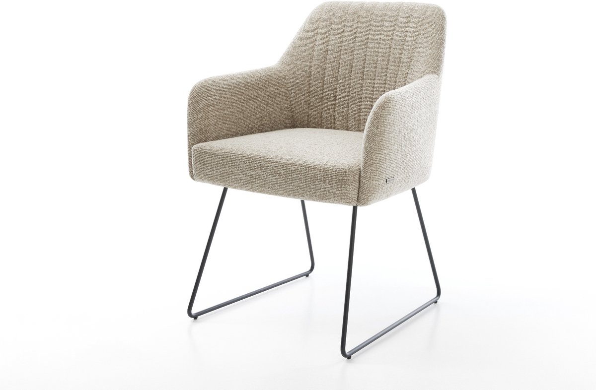 Gestoffeerde-stoel Greg-Flex slipframe zwart geweven stof beige pocketveer kern