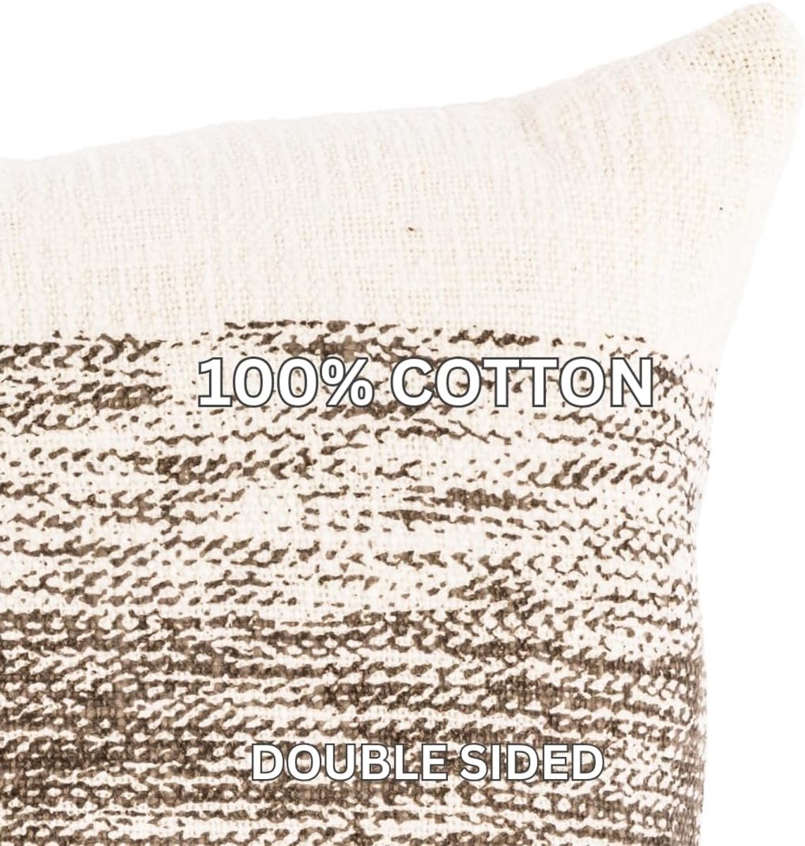 Tiseco Home Studio - Cushion (filled) COTTON SLUB OMBRE - Retro - boho - Square - 45x45cm - Taupe - ShopVlot