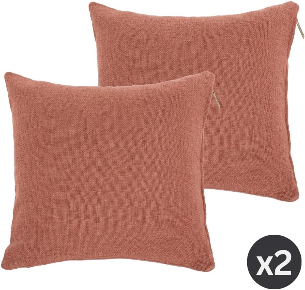 Tiseco Home Studio - Kussen (gevuld) COTTON SLUB - SET/2 - katoen - met rits - Vierkant - 45x45 cm - Roest - ShopVlot