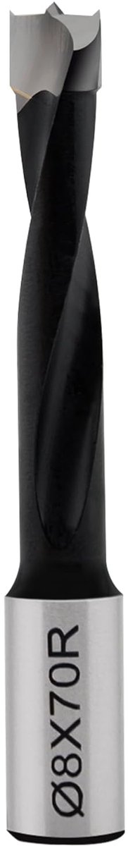 Ø8 mm x 70 mm plug drill HW (HM) rear cutters for dowel drill drills, right - ShopVlot