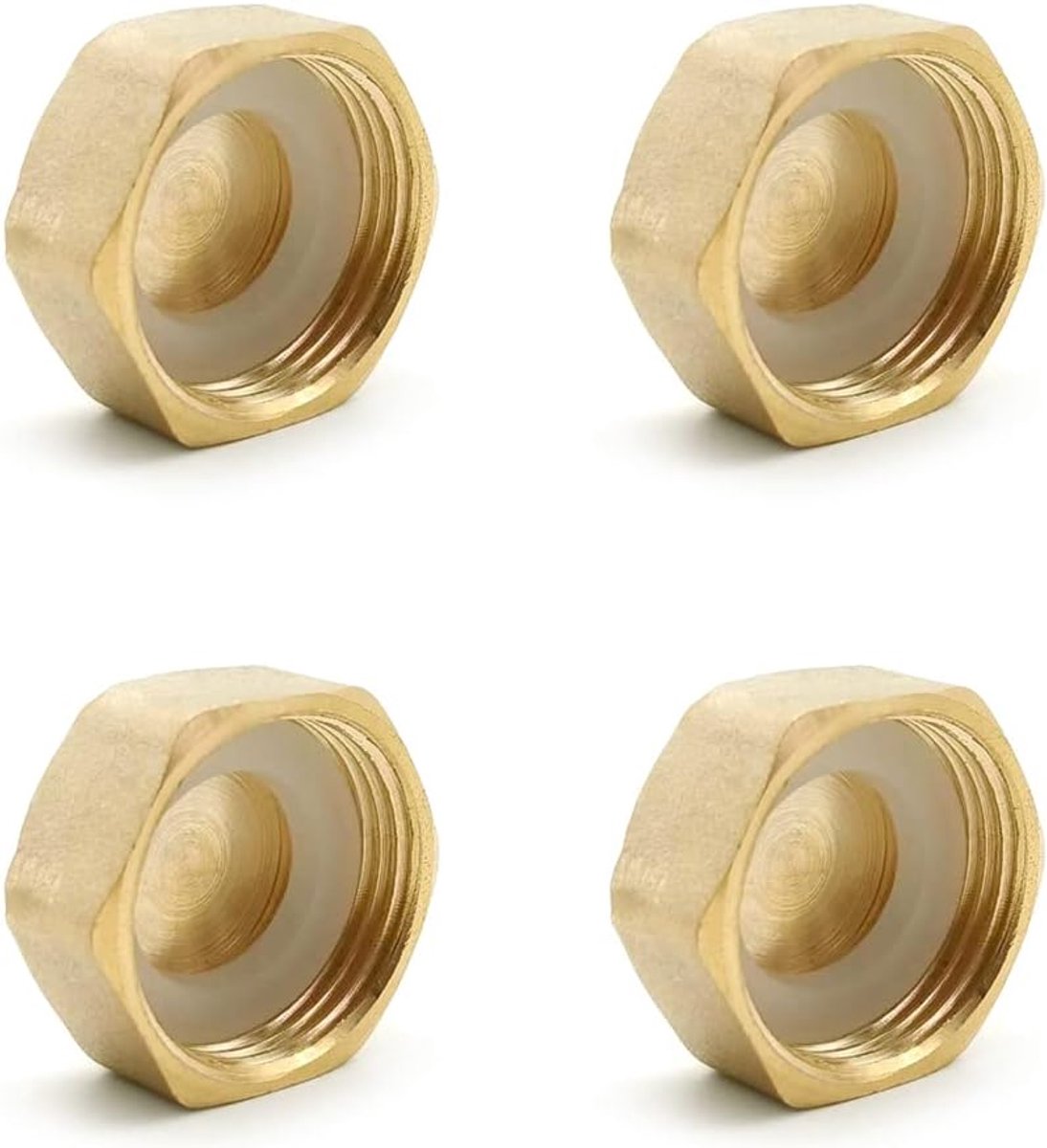 4 Pcs Hose Caps 1/2 Inch Brass Caps Spout Valve Blind Stop Female Thread with Hose Washers Pack of 4 - ShopVlot