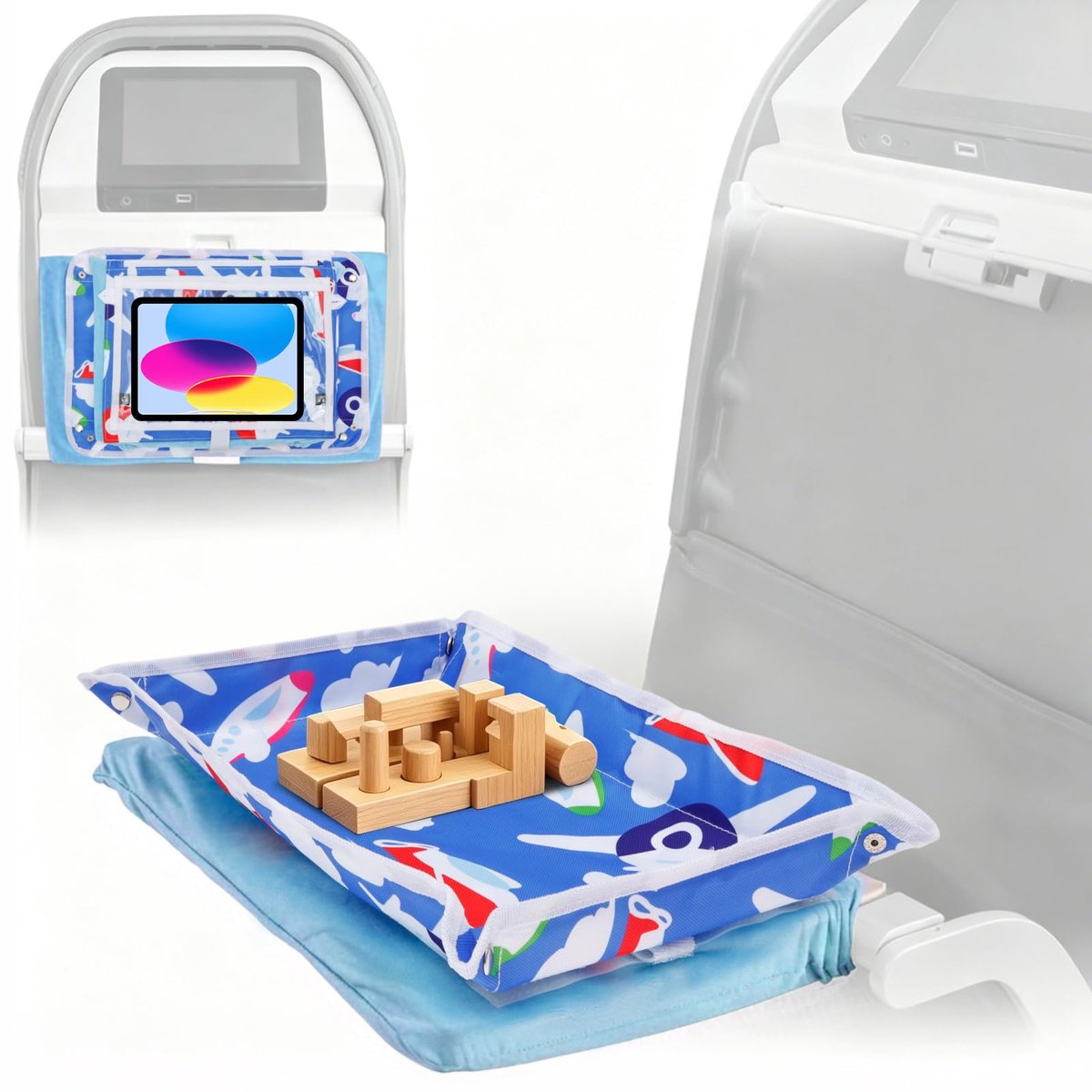 BAODBF Vliegtuig Reistafelhoes voor Kinderen 39x26 cm Tablet Afdekking met Tablettas Waterdicht Organizer voor - ShopVlot