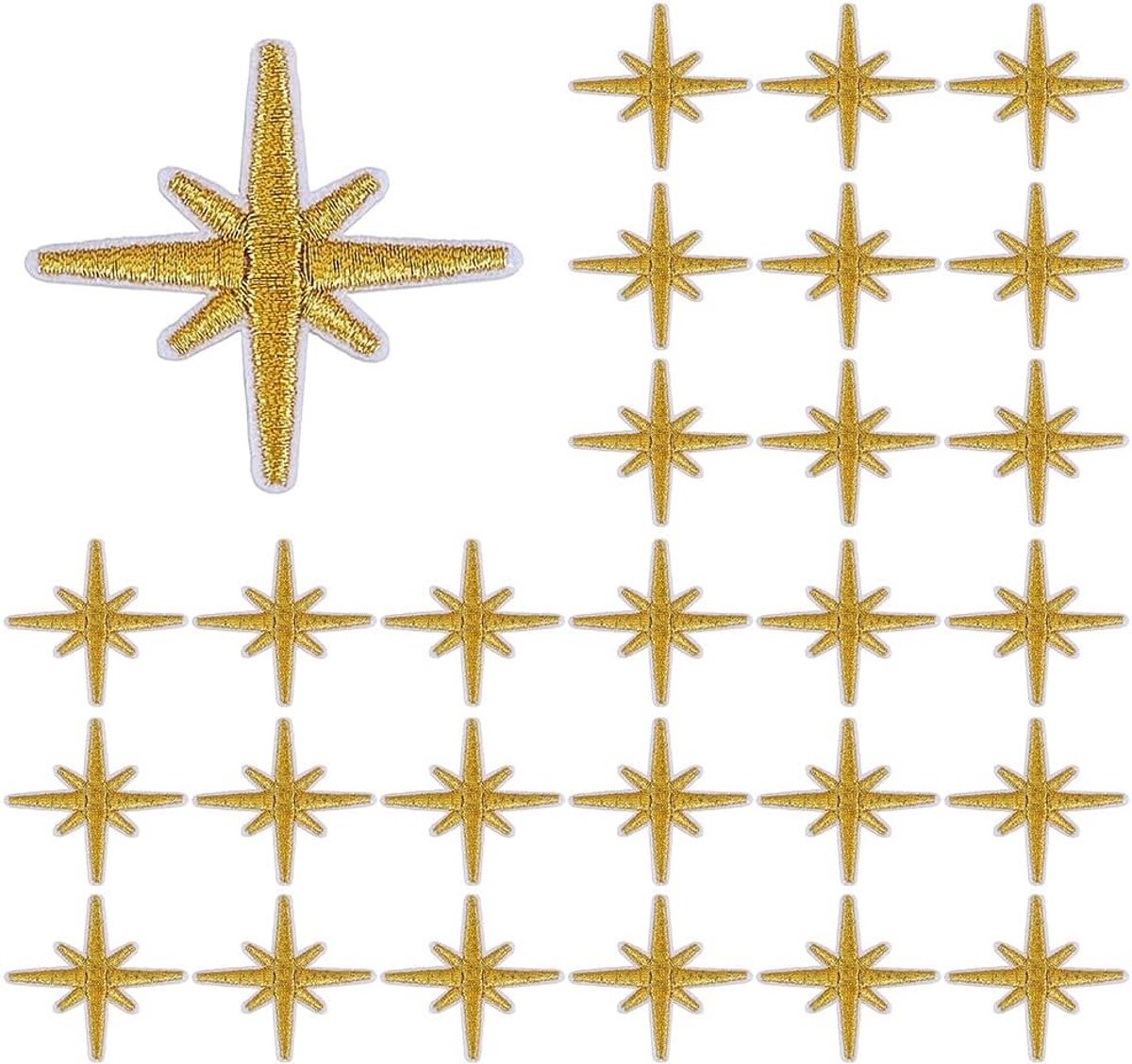 Solidchoice - 80 Stuks Gouden Geborduurde Sterpatches voor Kleding