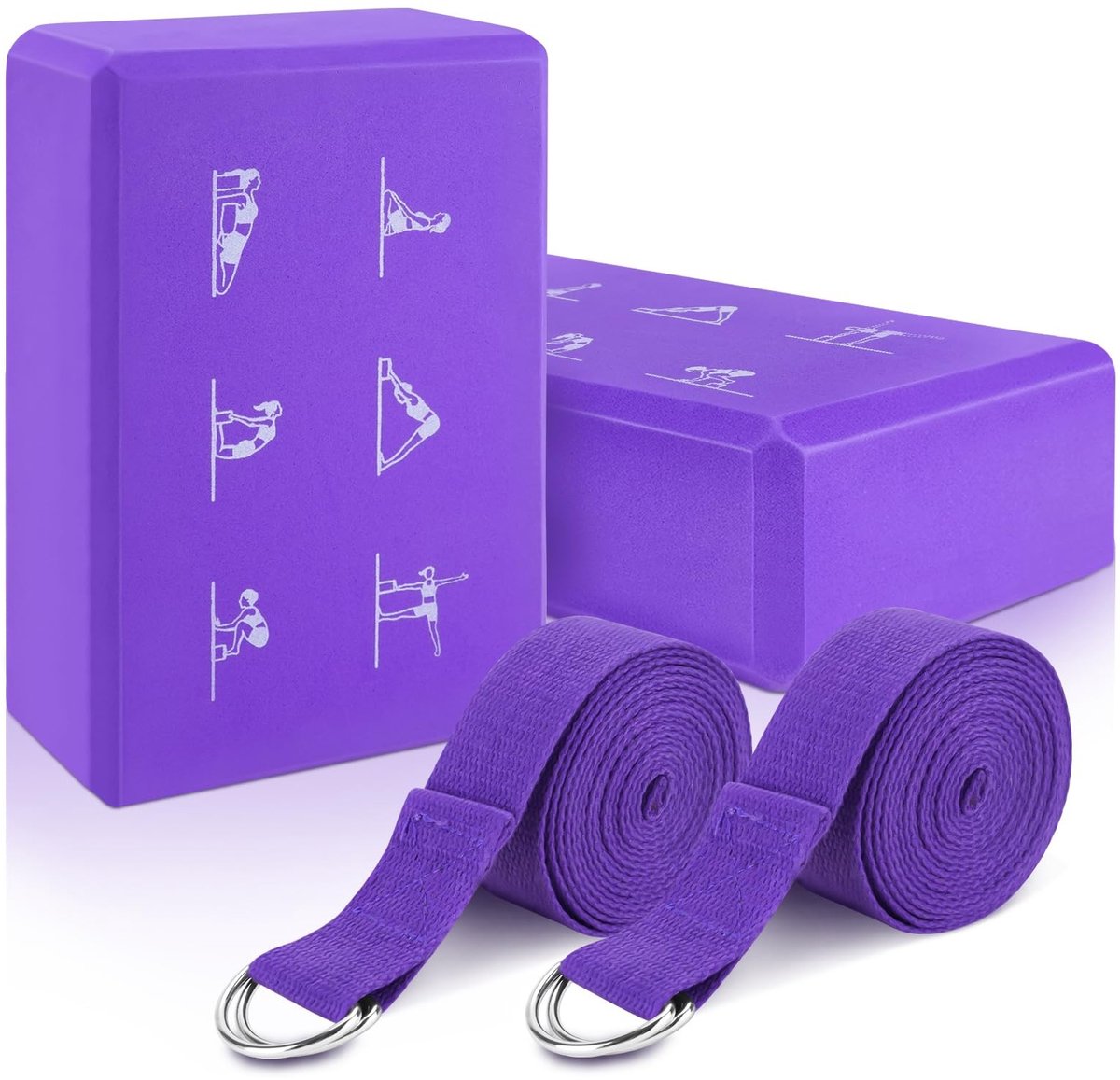 Solidchoice - Set van 2 Yoga Blokken met Straps voor Flexibiliteit en Kracht