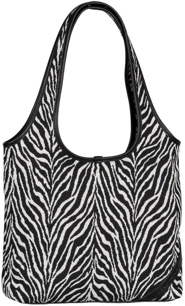TOM TAILOR schoudertas Lidora Zip Tote Bag Animal Black zwart wit