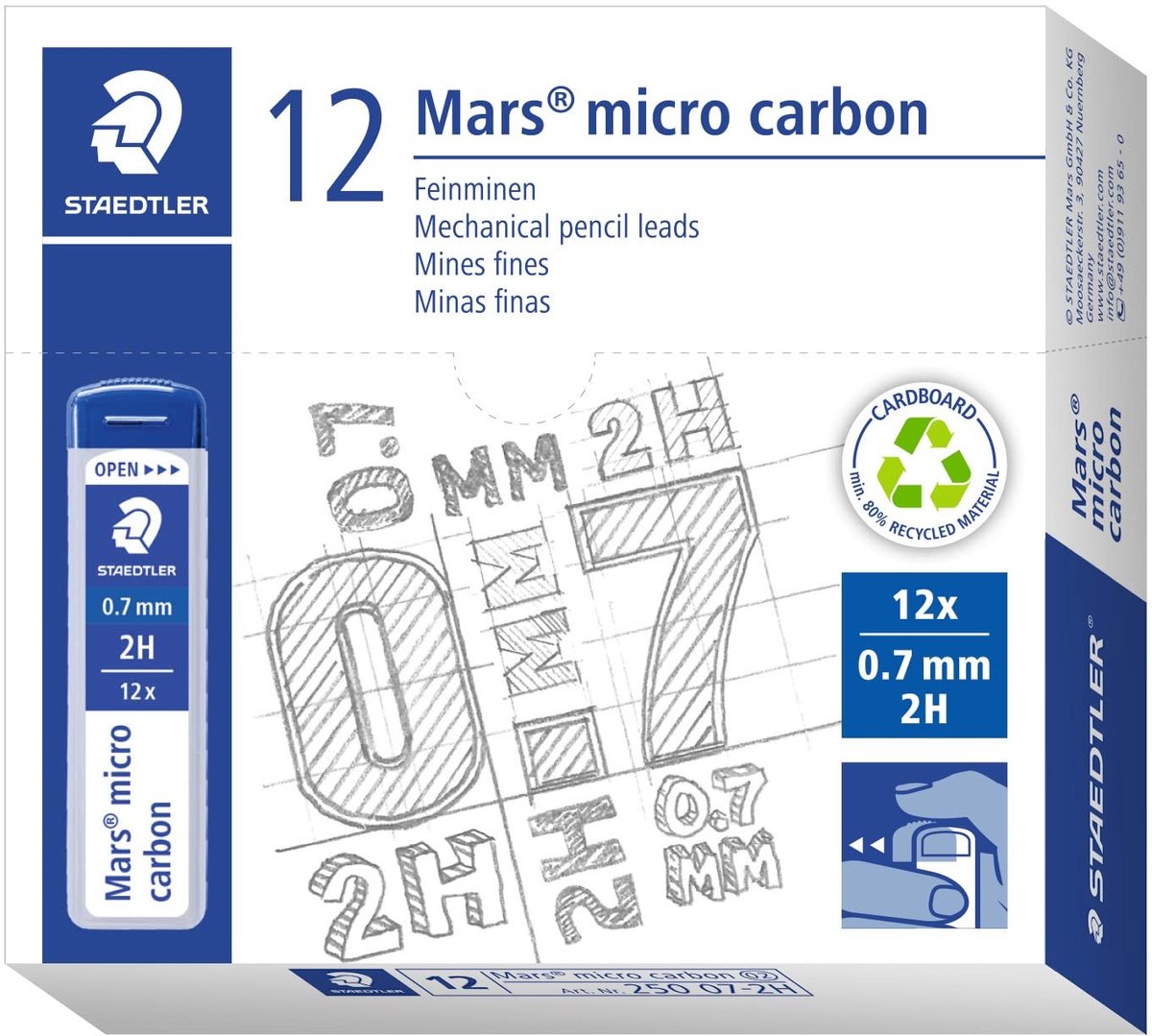 Solidchoice - Navullood voor Mechanische Potloden - 12 stuks 2H 0.7 mm