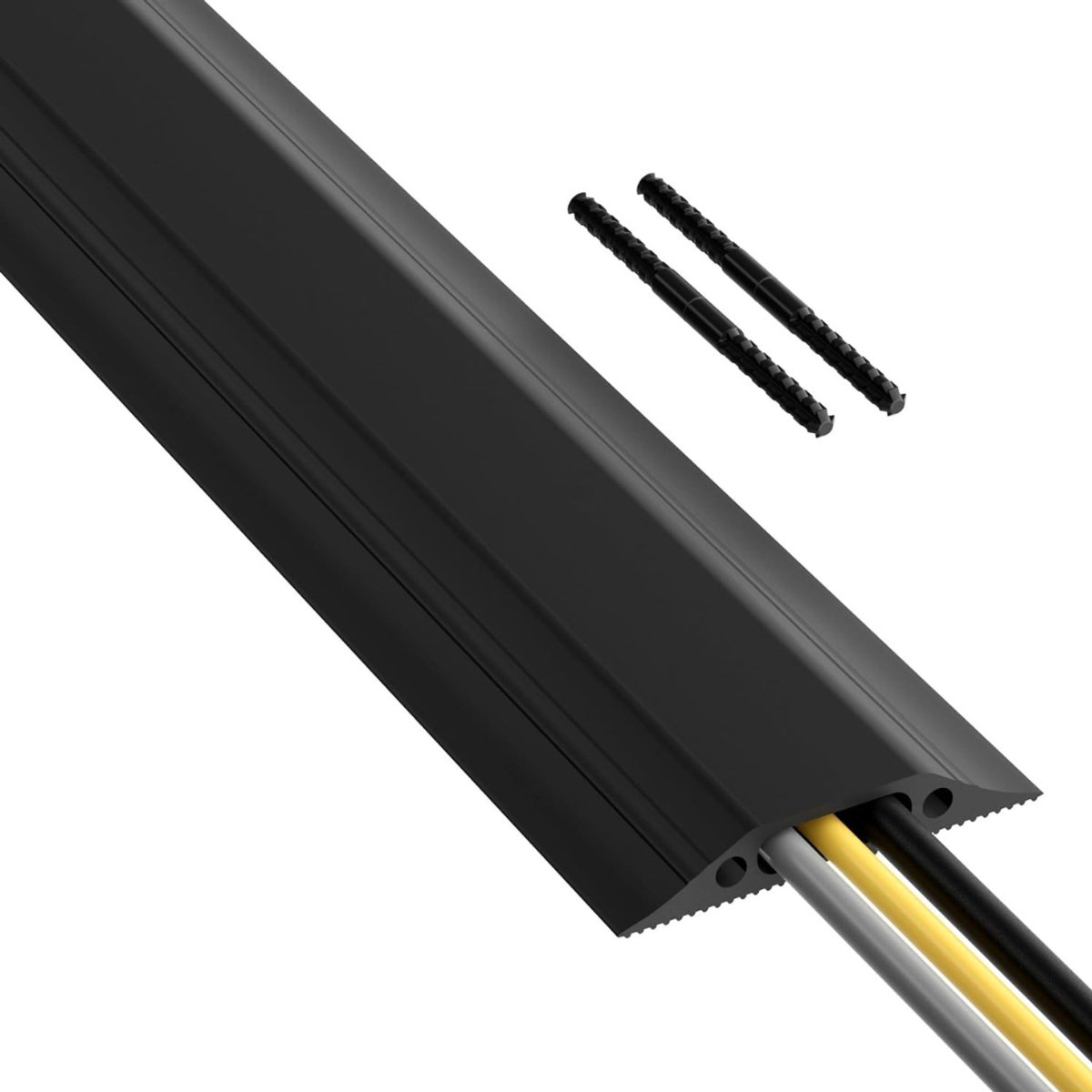 QUOVO® Kabelmat - Kabelgoot - Kabelbrug - Kabelbeschermer - Kabeldrempel – Kabelmanagement - Kabelmantel - Zwart - 180cm x 9cm x 2cm