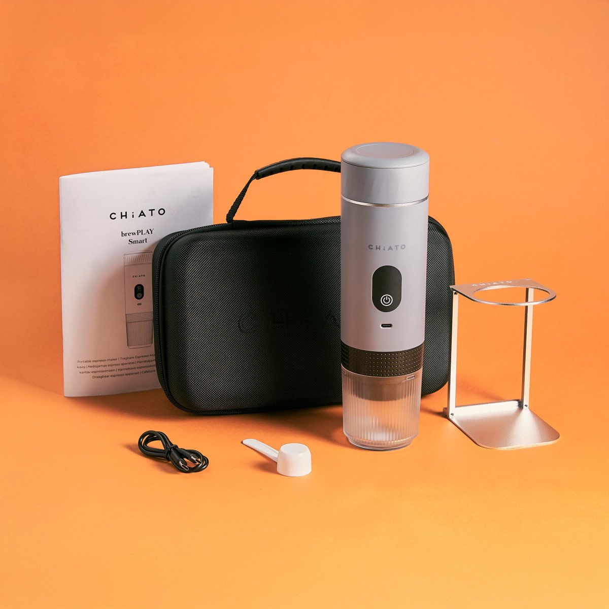 CHiATO brewPLAY Smart Traveller Draagbare espressoapparaat set – Grijs