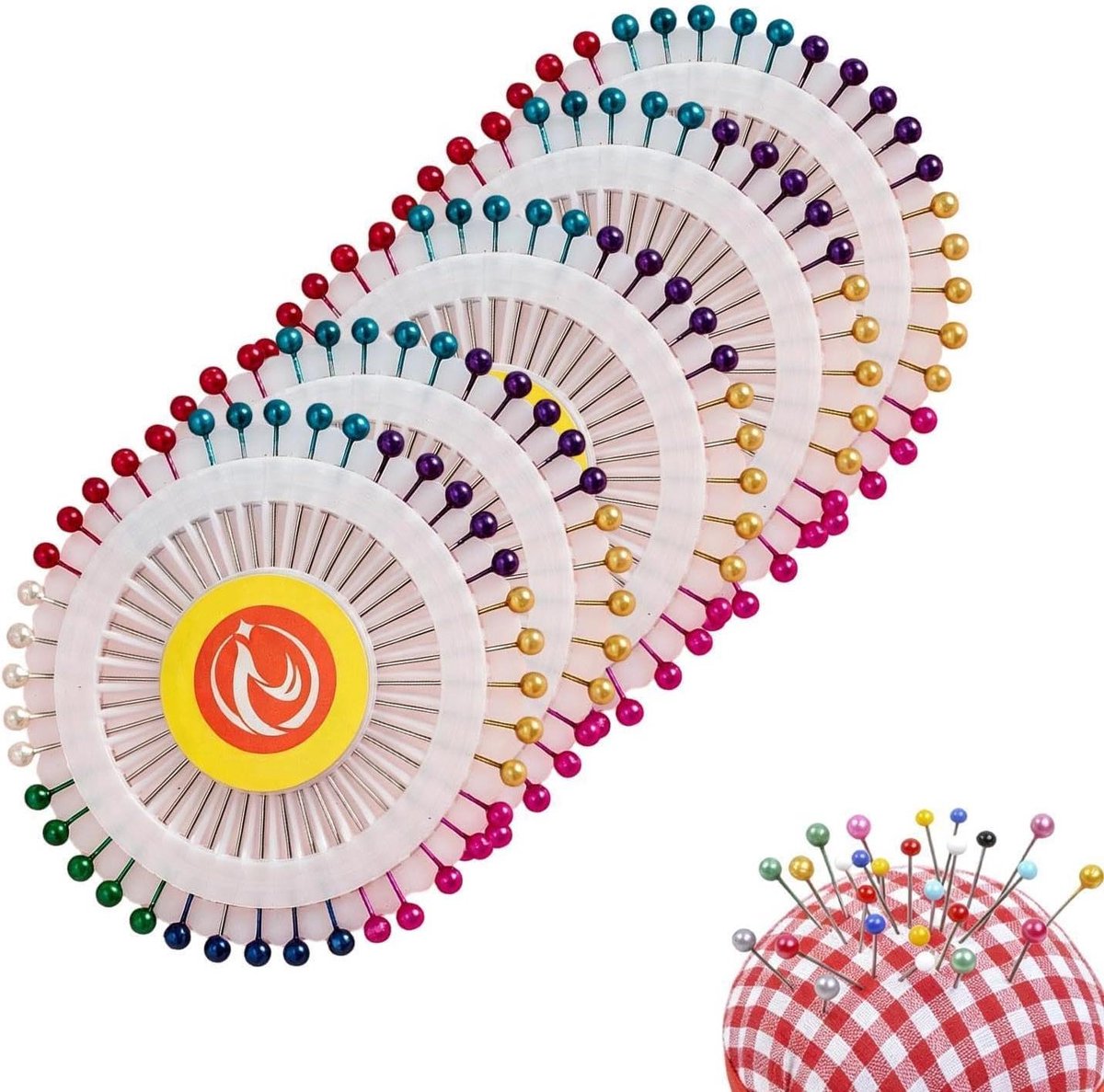 Naaispelden met kop - Rechte spelden quilten - Stoffen naaien - Gekleurde parelkoppen - 200 stuks - Felle kleuren