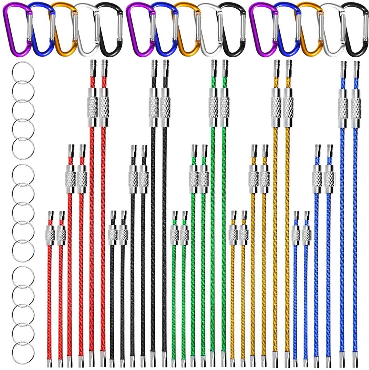 Solidchoice - 30 Stuks Gekleurde Stalen Sleutelhangers met Draaislot